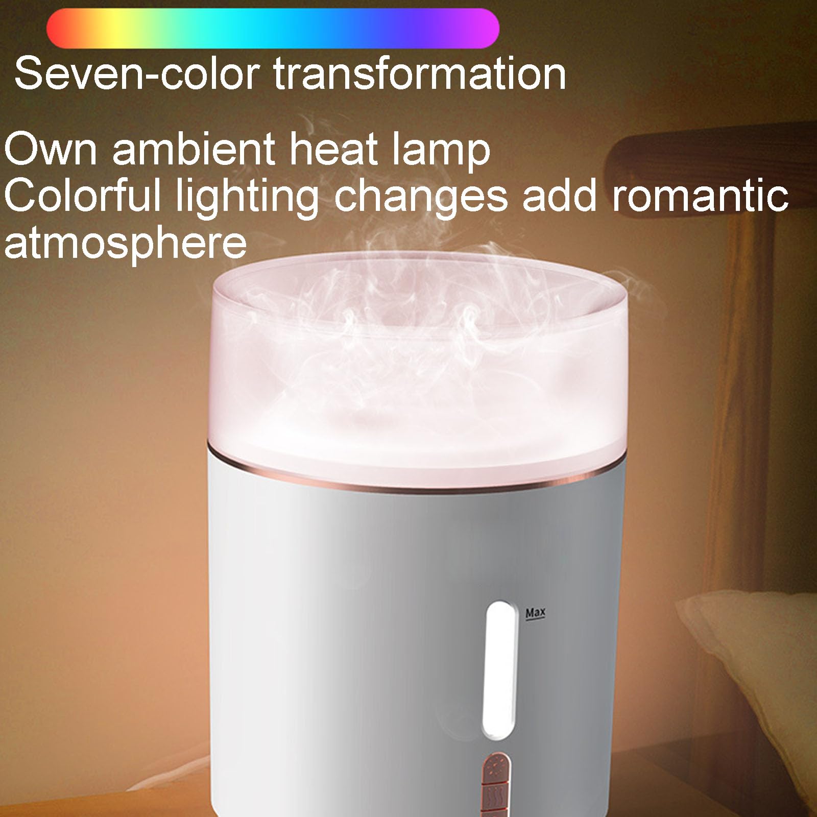 Umidificatore con doppia uscita nebbia, lampada aromatica silenziosa per interni e protezione di spegnimento automatico, per camera da letto e ufficio