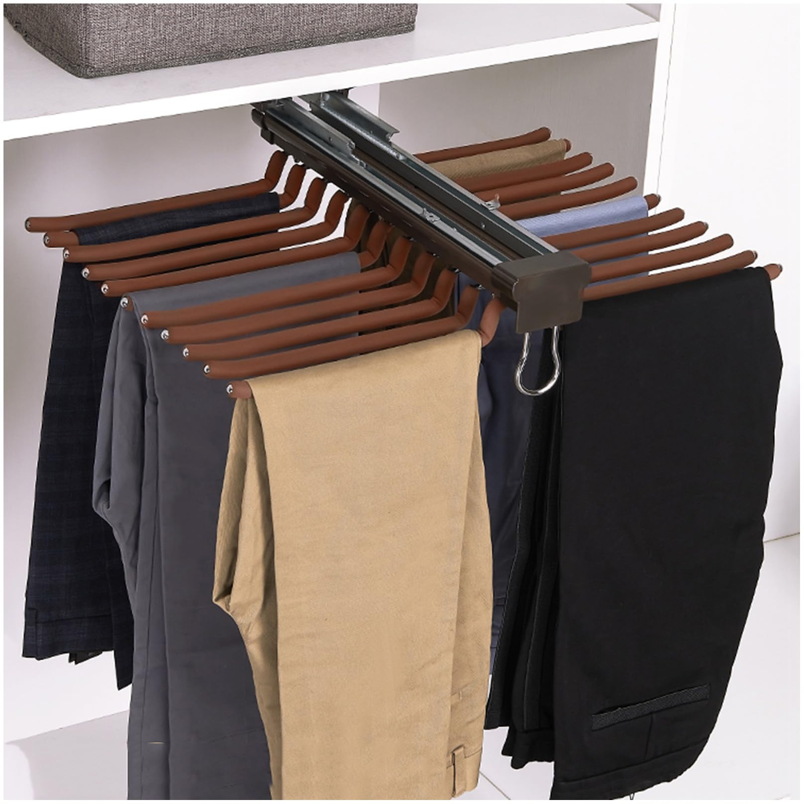 Porte-pantalons coulissant 22 bras grand cintre gain de place