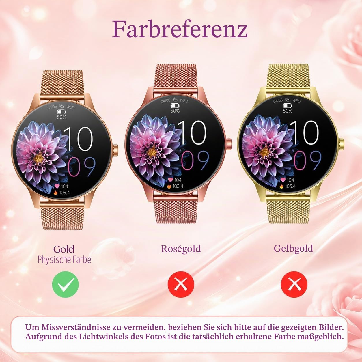 Smartwatch Damen mit Bluetooth Anrufe Fitnessuhr: 1.27" HD Touchscreen Smart Watch mit Herzfrequenz Schlafmonitor Schrittzähler 100+ Sportmodi Fitness Tracker IP68 Wasserdicht Uhren IOS Android