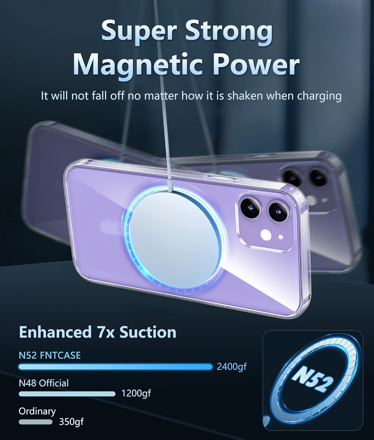 FNTCASE for iPhone 12 Clear Case: for iPhone 12 Pro Case Magnetic Military Grade Drop Protection Anti Yellowing Cell Phone Cover - Rugged Durable Shockproof Protective Bumper (Clear) - Image 3