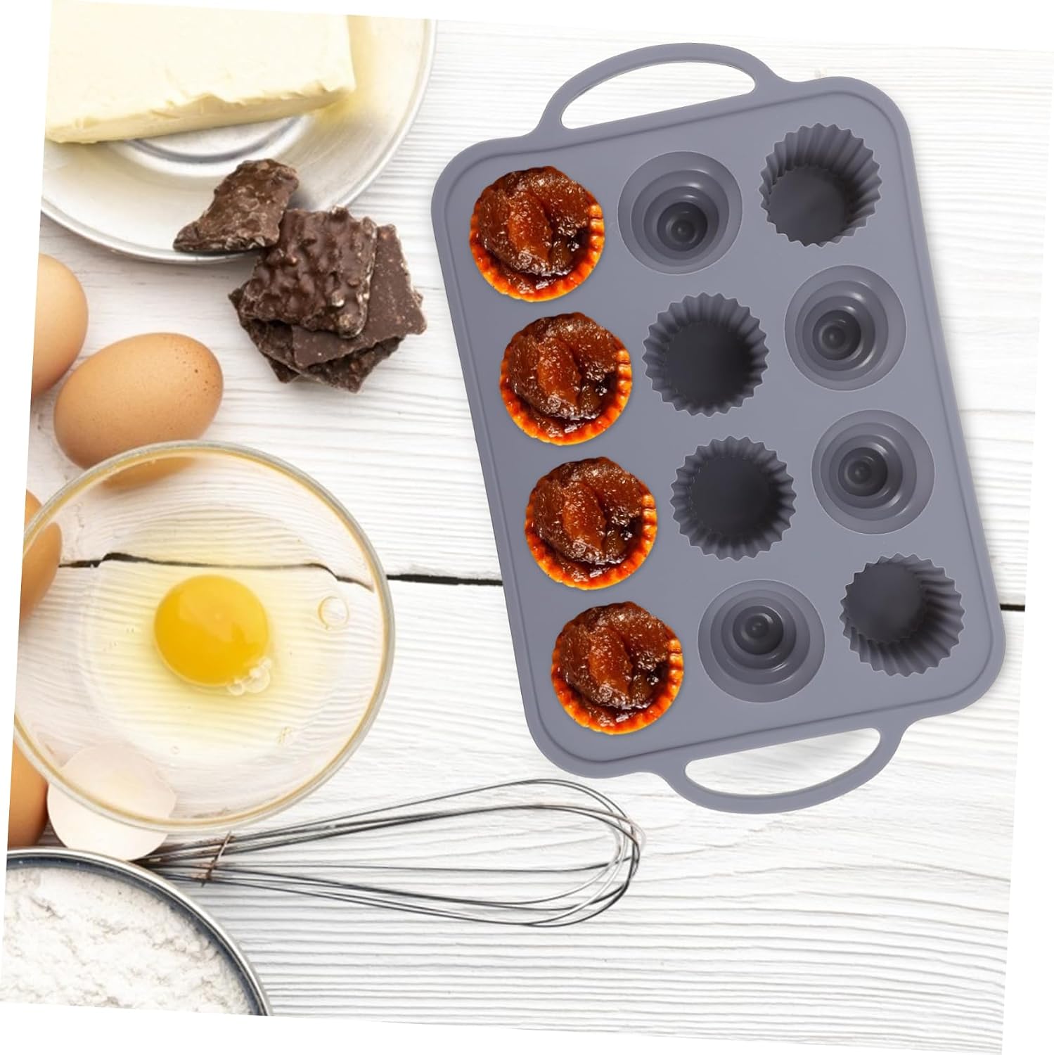 STOBAZA Cavity Silicone Baking Molds - Handle Easy Release Cupcake and Dessert Molds for Chocolate Food-grade Silicone Design Nordic