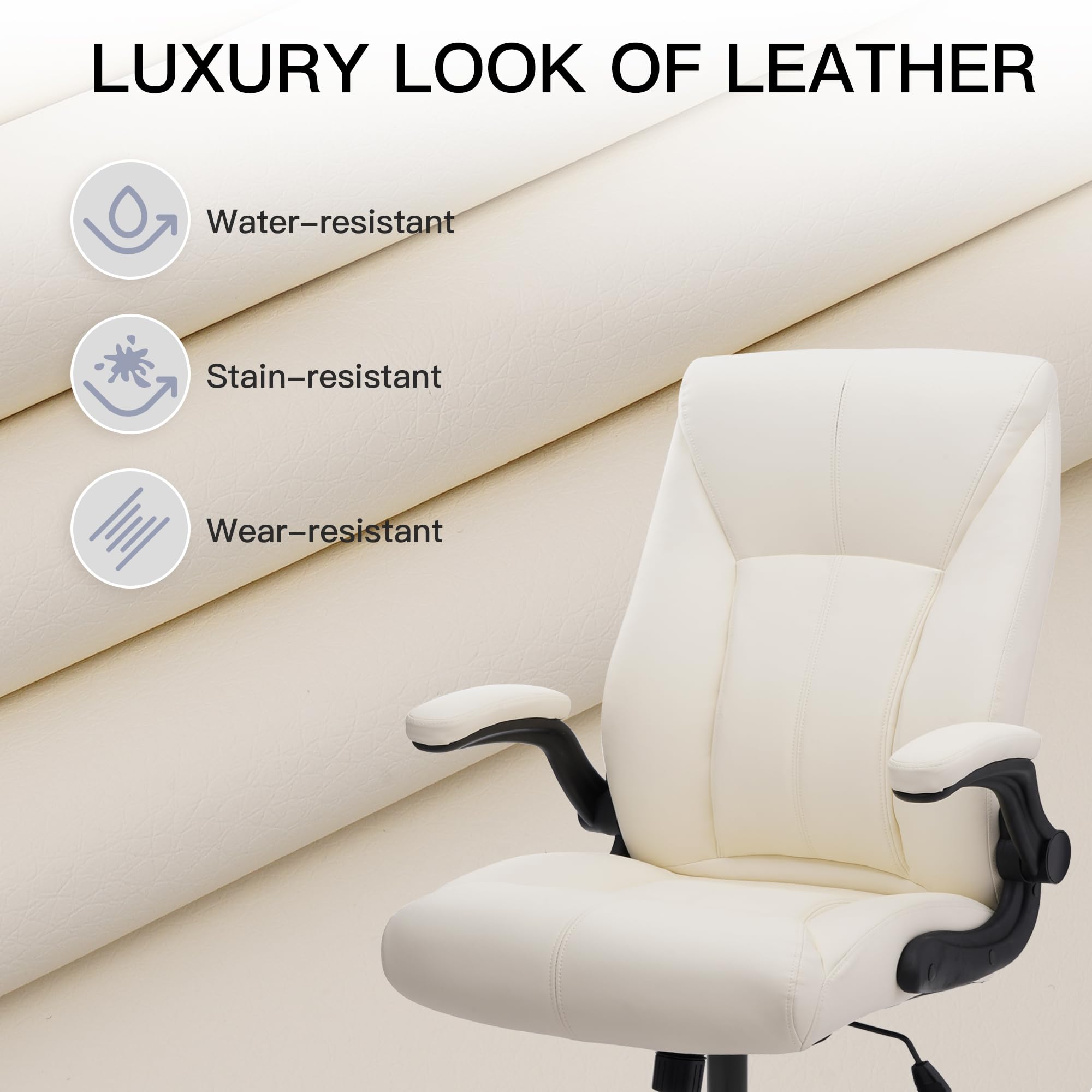 Big and Tall Office Chair for Heavy People Executive Desk Computer Chair Adjustable Flip-up Armrests for Women PU — view 4