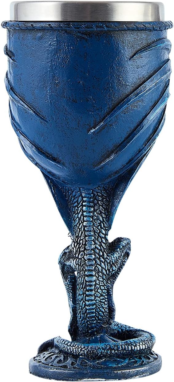 Blue Dragon Goblet Stainless Steel Dungeons and Dragons Gift Chalice Wine Goblet 7 oz. (Blue Sword Dragon)