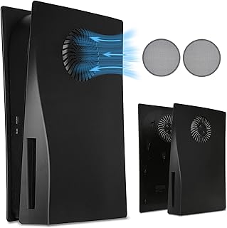 PS5 フェイスプレート 冷却孔ダストフィルター付 ディスク版用 DOBEWINGDELOU PS5 フェイスプレート コンソールカバー 交換用 サイドプレート シェル 防塵 アクセサリー ABSケース ブラック