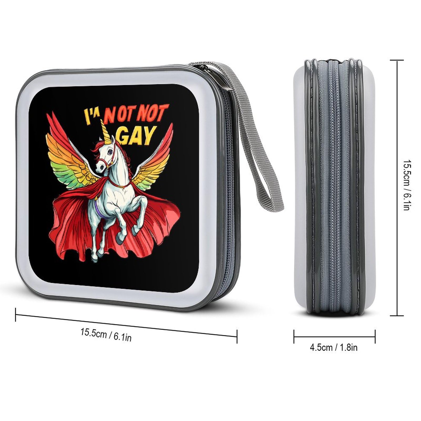 LGBT Unicorn Rainbow Gay CD Case Portable DVD Holder Storage Organizer for Home Travel