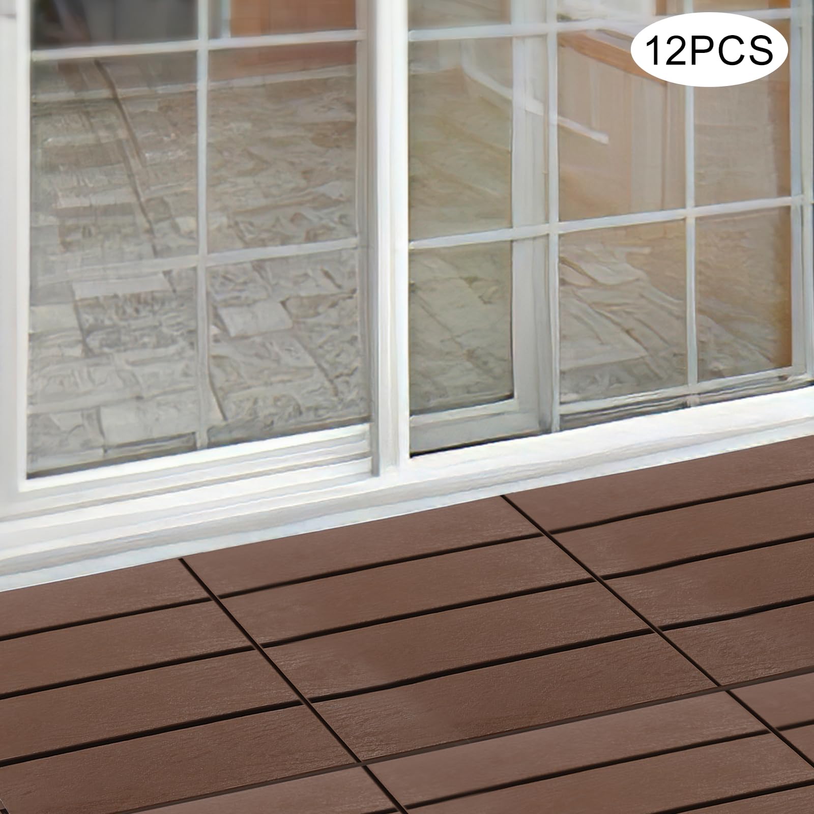 12 Lattes Dalles en Bois d’Acacia Carrelage de Balcon 30 * 30 CM, Dalles de Terrasse Emboîtables, Carrelage Sol Bois Dalle Clipsable Revêtement, Épaisseur 20 MM pour Jardin Piscine Balcon