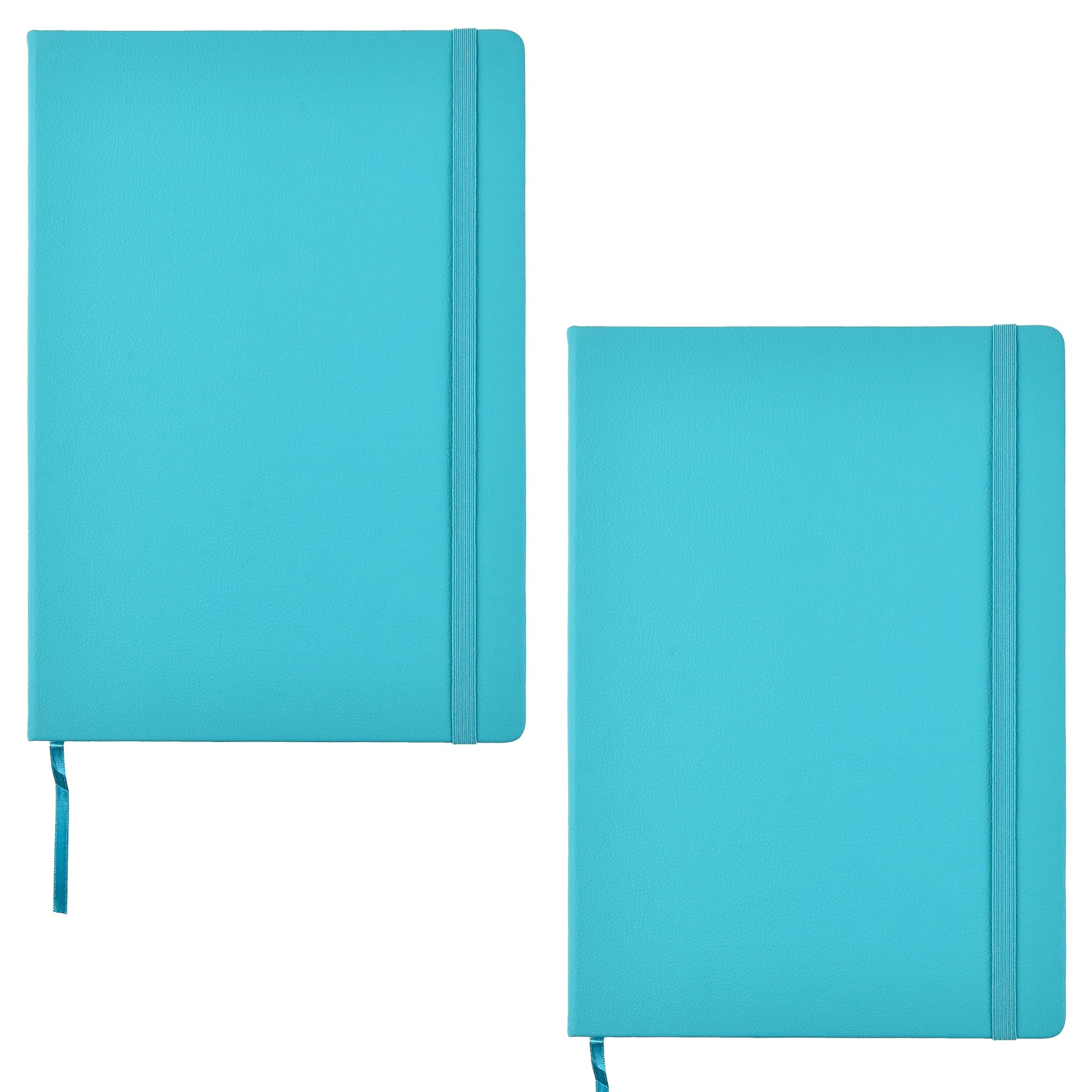 ARPAN A4 Notebook Hardback Cover & Ribbon Marker with Elastic Closure Diary, 80gsm Paper, 136 sheets Perfect for Office, Home, School, Business (Blue - Pack of 2)