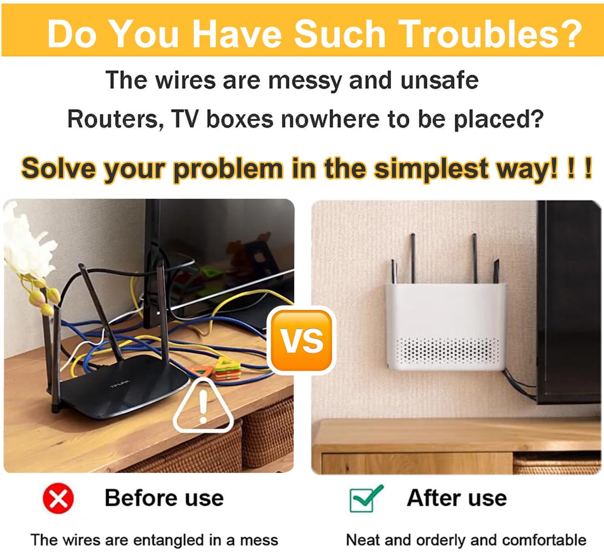 Caja Router Pared, Router Rack, Caja de Almacenamiento para Enrutador WiFi para Disimula el Router y Los Cables, para Sala de Estar de TV de Decoración del Hogar Blanco(Size:30x6x22cm)