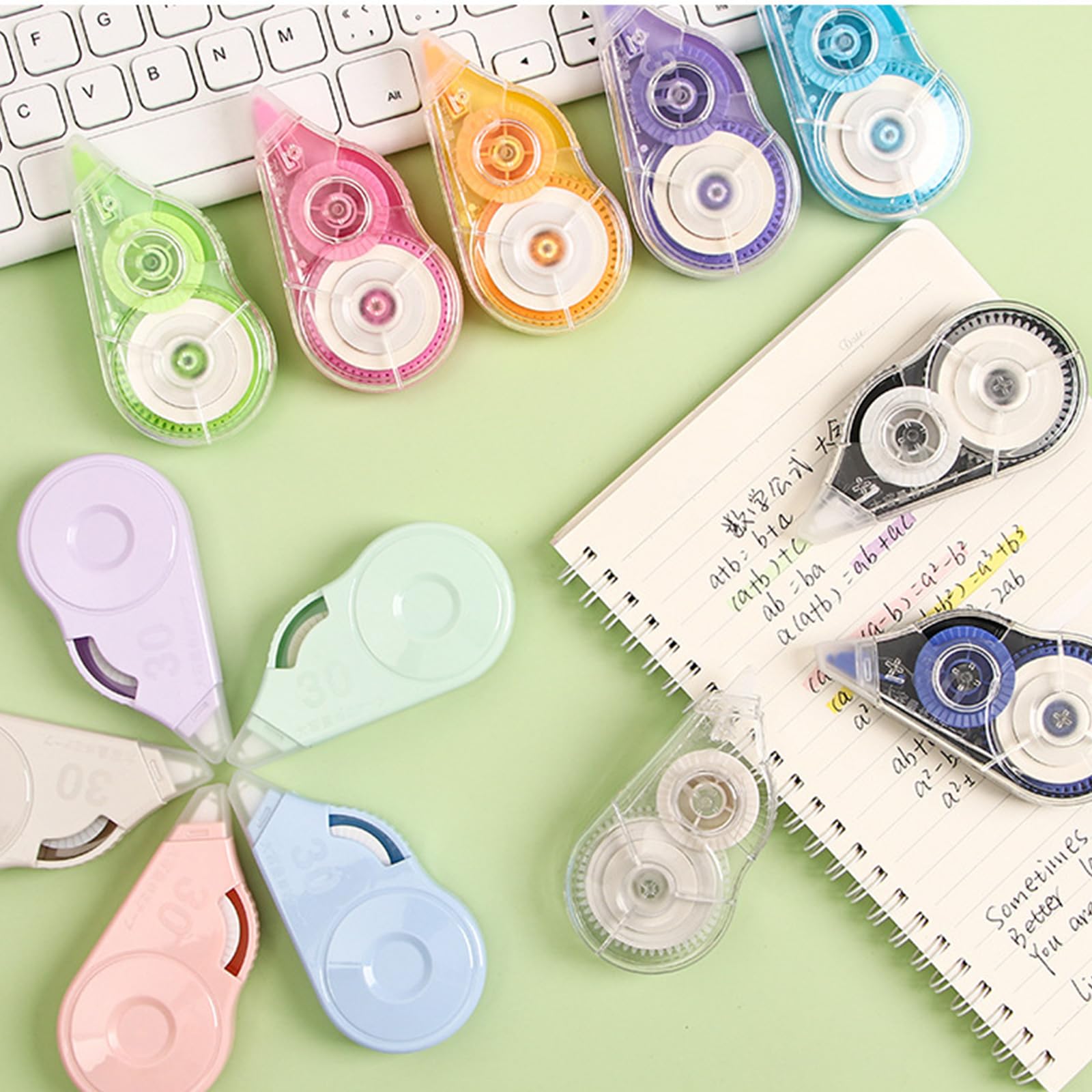 10 cintas correctoras de 8 m x 5 mm, para escuela y suministros, cinta correctora blanca, total de 80 m, para escribir, álbumes de recortes, cinta para estudiantes