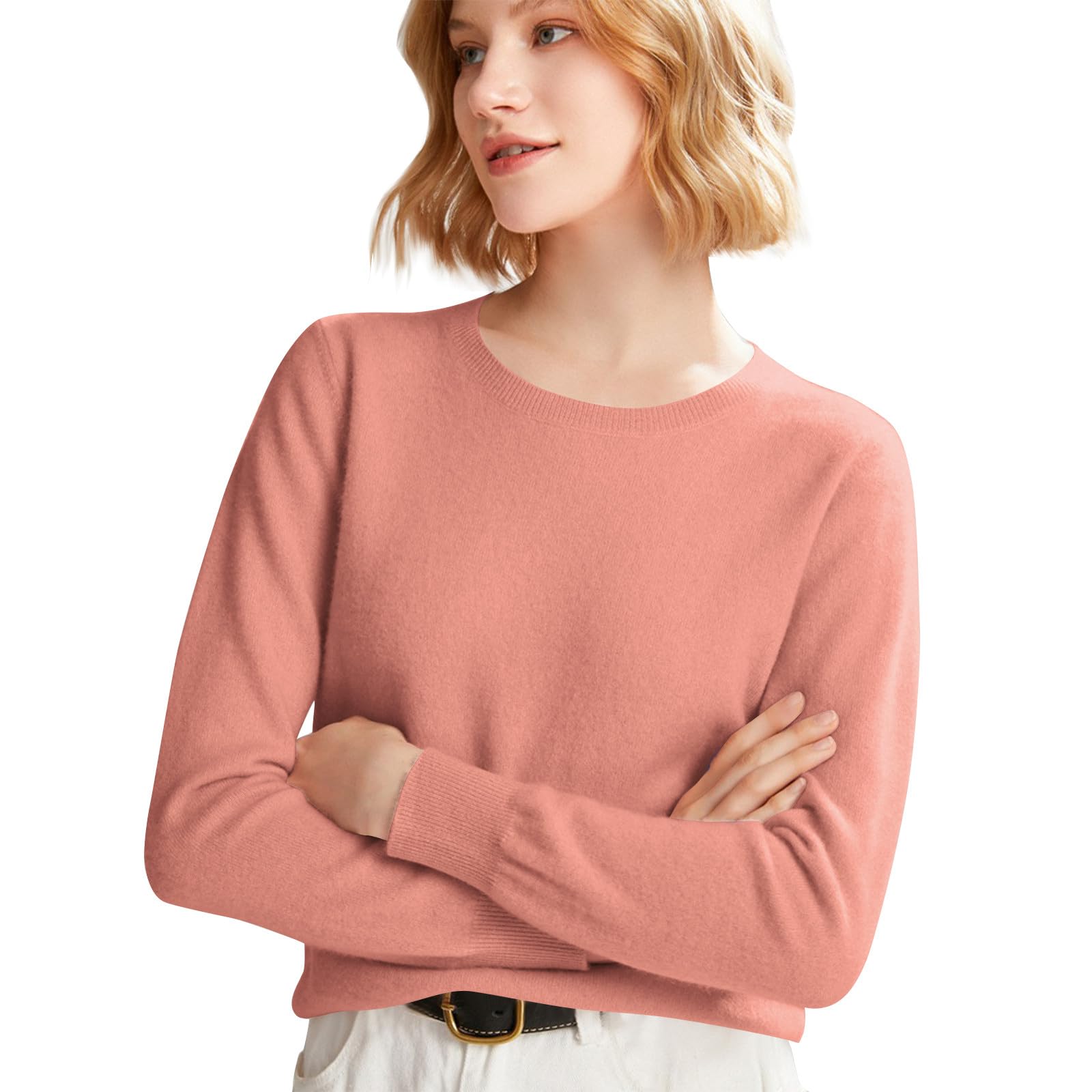 HTHLVMD Cashmere Sweaters for Women Long Sleeve Causal Pullover Soft Warm Cozy Lightweight Knit Sweaters Fall Outfits 2025