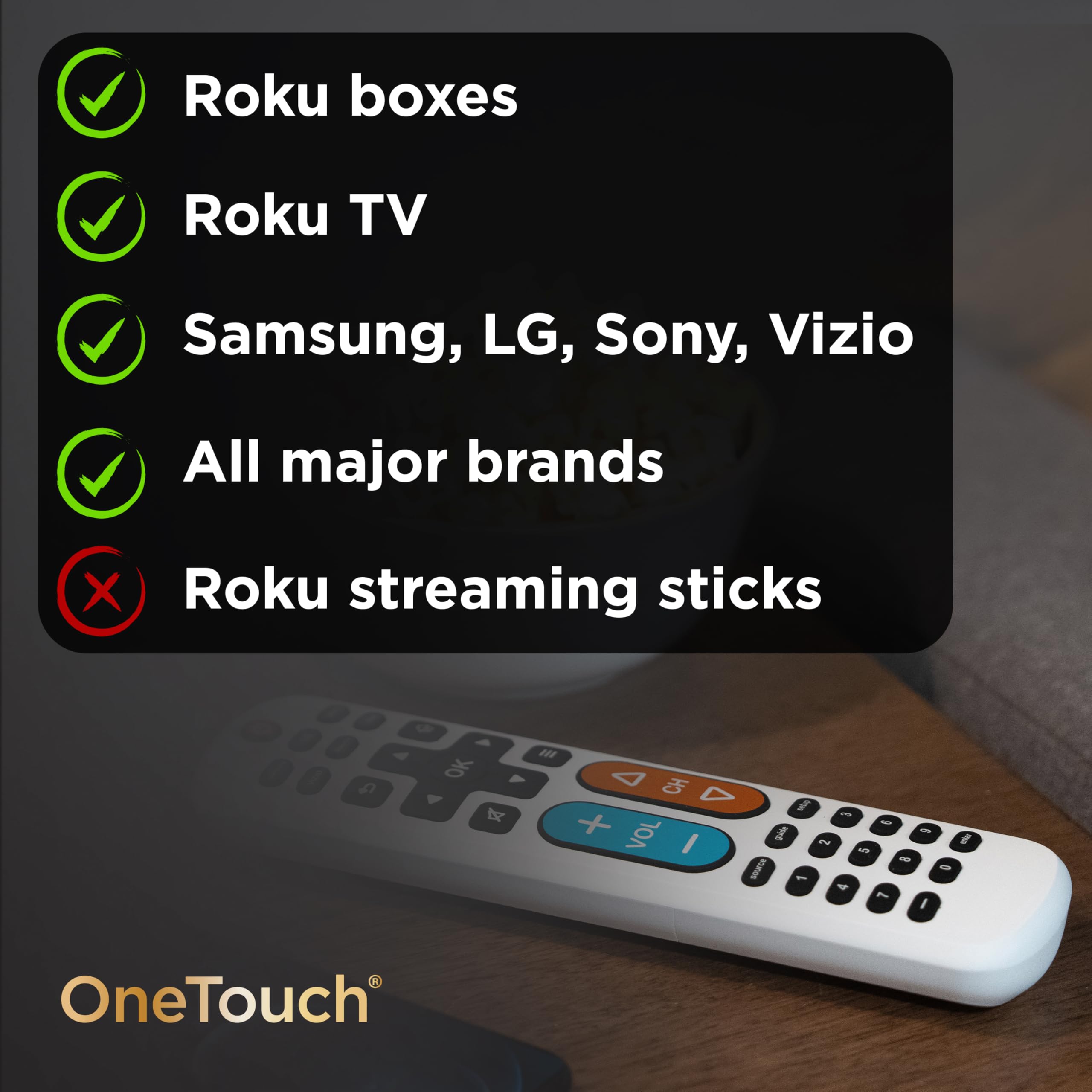 UltraPro BigEZ OneTouch – Télécommande Universelle à Gros Boutons pour Personnes âgées, Facile à Utiliser, télécommande de Rechange pour Samsung, LG, Sony, Vizio, Roku TV, lecteurs de Streaming