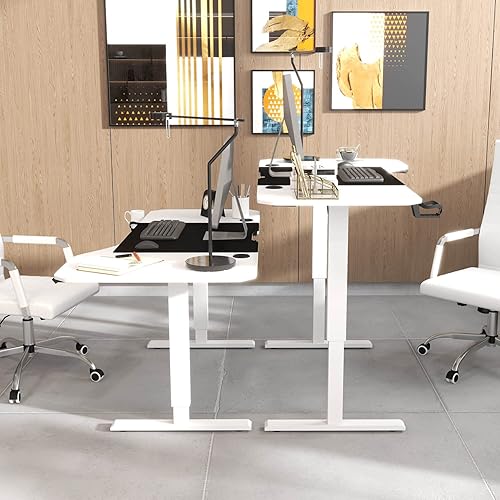 Miniatura 4 de Patiowell Escritorio eléctrico de pie ajustable de altura de 63 pulgadas, escritorio de computadora en forma de T, escritorio de oficina en casa con