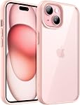 JETech Case for iPhone 15 6.1-Inch, Shockproof Phone Bumper Cover, Solid Color Matte TPU Frame, Anti-Scratch Clear Back (Pink)