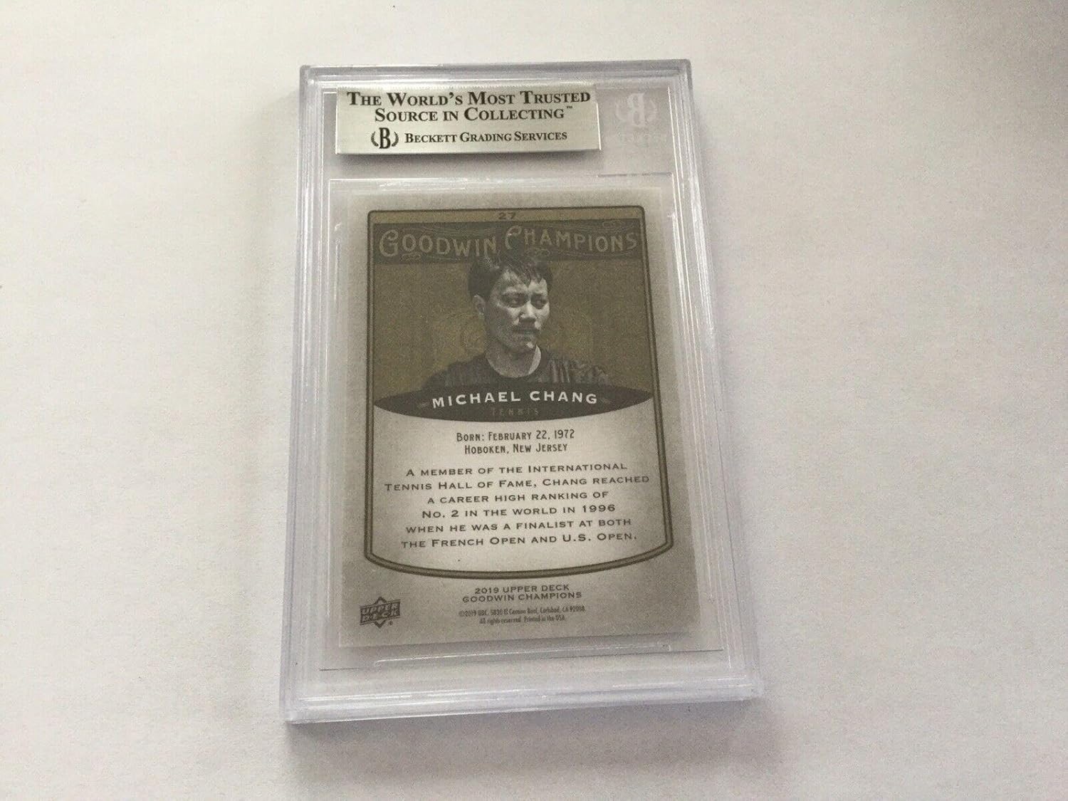 Michael Chang Signed 2019 UD Goodwin Champions Card Slabbed Beckett BAS COA b - Autographed Tennis Cards