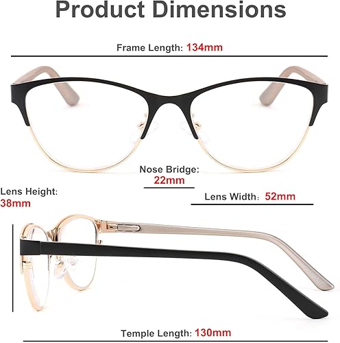 Miniatura 7 de WANWAN Gafas de lectura de moda para mujeres y hombres, antirreflejantes, lentes de lectura para computadora con bisagras de resorte (negro, 2.25)