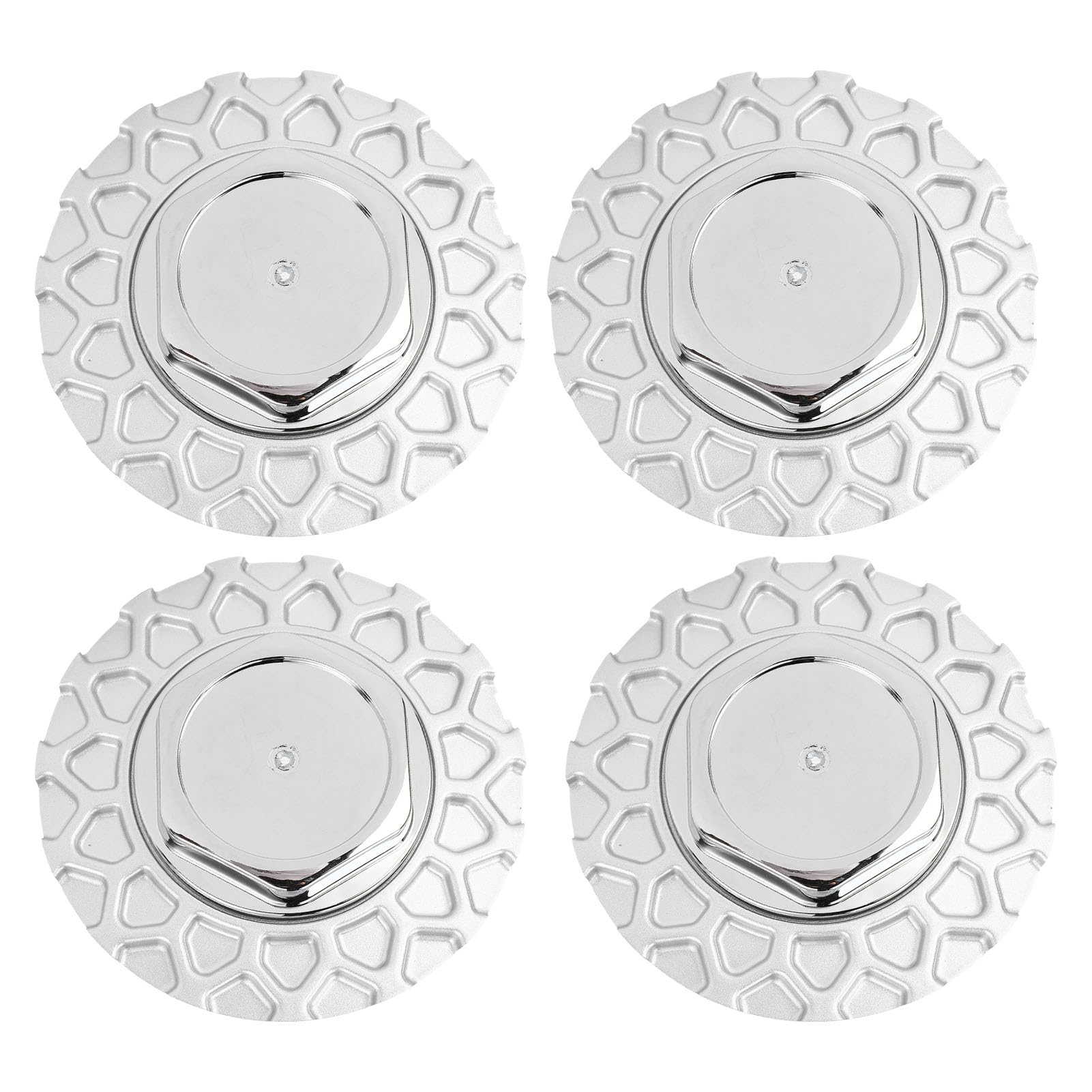 4PCS Capuchons de Centre de Roue 157mm Argent Structure Stable Forme de Ajustement Universel Capuchons de Centre de Jante de Voiture Fabriqués à Partir de Matériau ABS, avec
