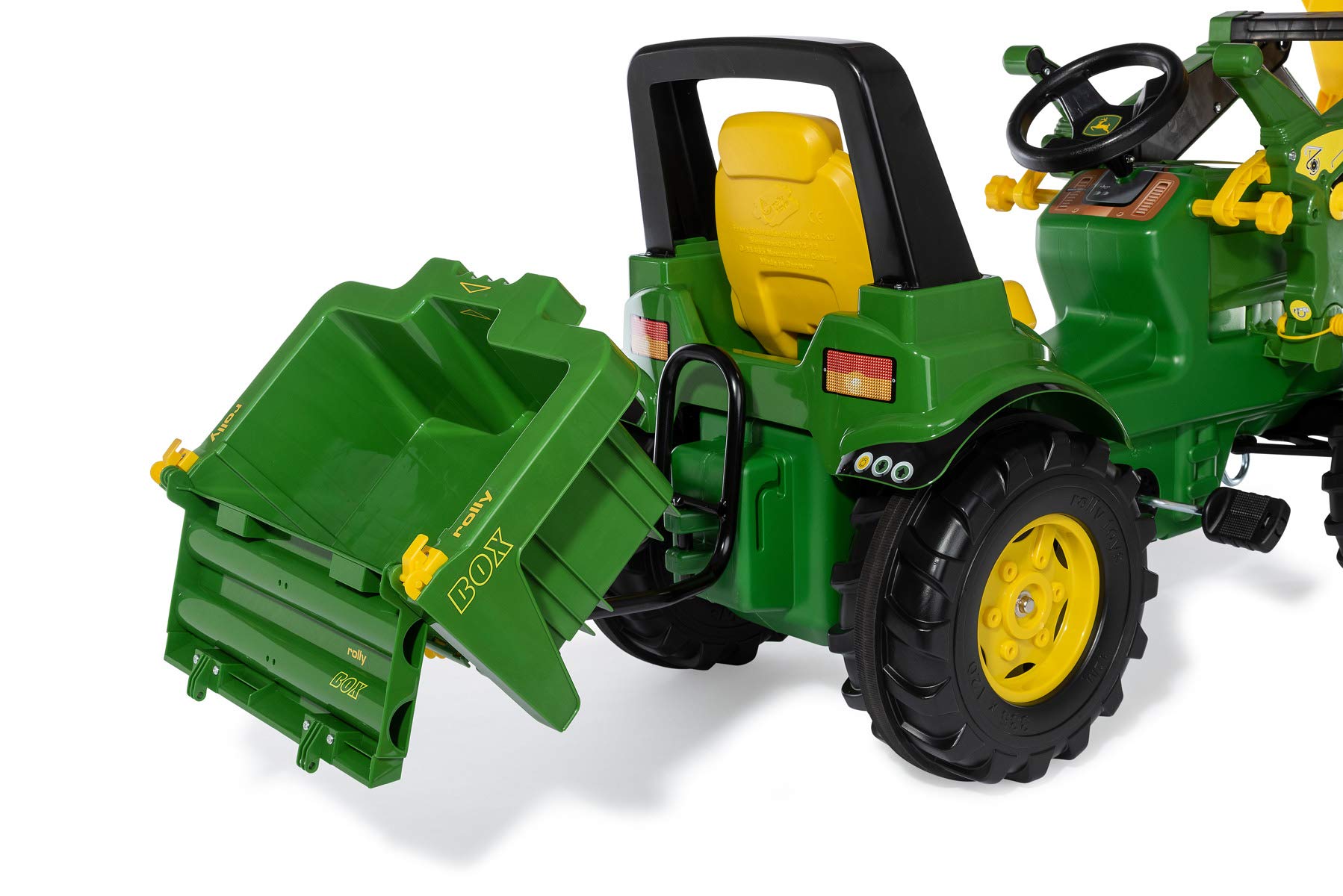Rolly Toys John Deere rollyBox remolque tractor (función basculante, verde, para niños de 3 a 10 años, para tractores de pedales) 408931