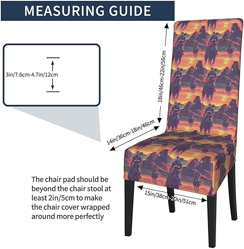 Miniatura 2 de Chair Covers for Dining Chairs - Cyber Retro Western Cowboy Print Stretch Removable Dining Room Seat Covers for Chairs, Washable Chair Cover for