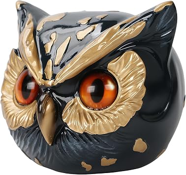 Resin Owl Figurine, Cute Cartoon Owl Craft Statue for Home Office Desk Decor, Collectible Animal Ornament for Shelf Display