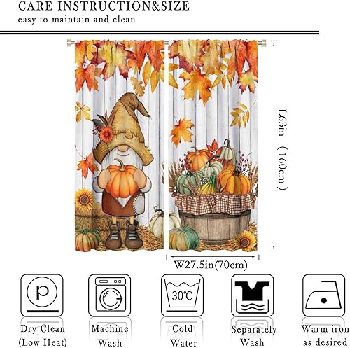 Miniatura 10 de Cortinas de otoño, calabazas bohemias rústicas de otoño, cosecha de Acción de Gracias, granja, hojas florales, tratamientos de ventana para cocina,