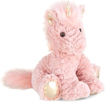 Bearington Glimmers Unicorn Stuffed Animal - 10.5" Fluffy and Cuddly Pink Stuffed Unicorn Plush with Soft Plush Fur and Gold Accents - Adorable Pink Unicorns Stuffy Gift for Toddlers and Kids