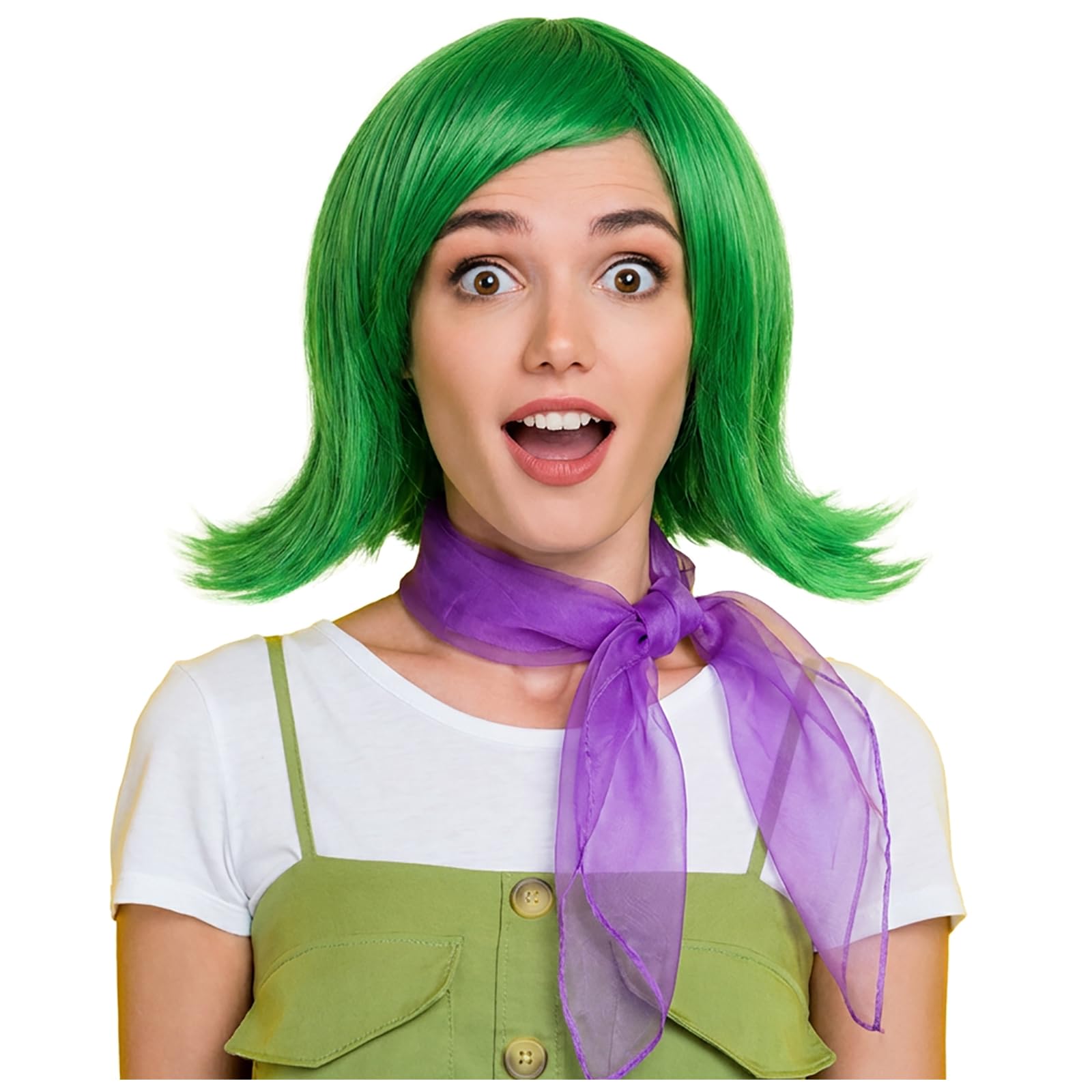 Amazon.com: HUNIGIR Disgust Wig Green Flip Wig Women Short Green Hair with  Purple Scarf Girls Heat Resistant Synthetic for Cosplay Halloween Costume :  Clothing, Shoes & Jewelry