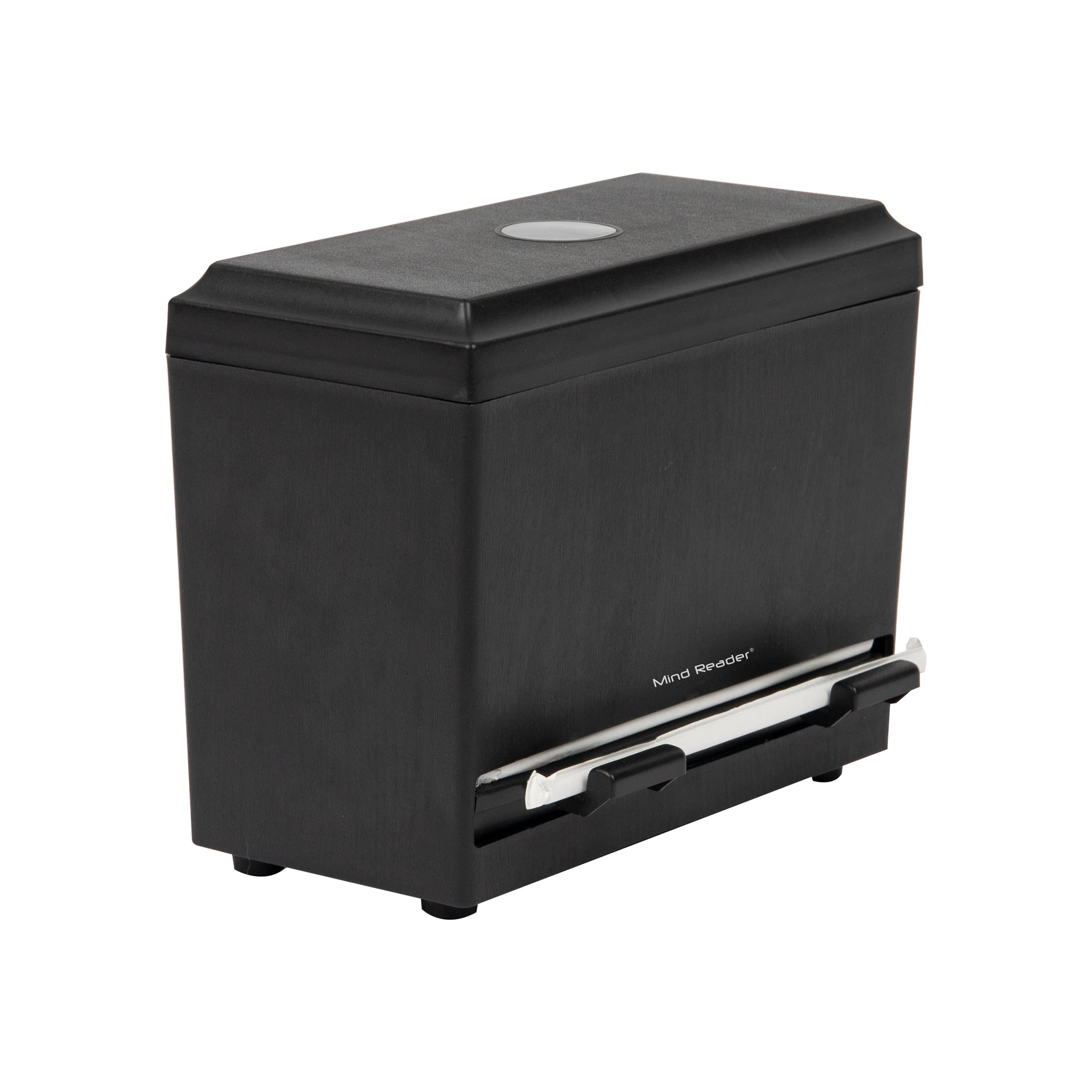 Mind Reader Anchor Collection, One Touch Straw Dispenser, Countertop Organizer, 9.25"L x 4.5"W x 7.5"H, Black