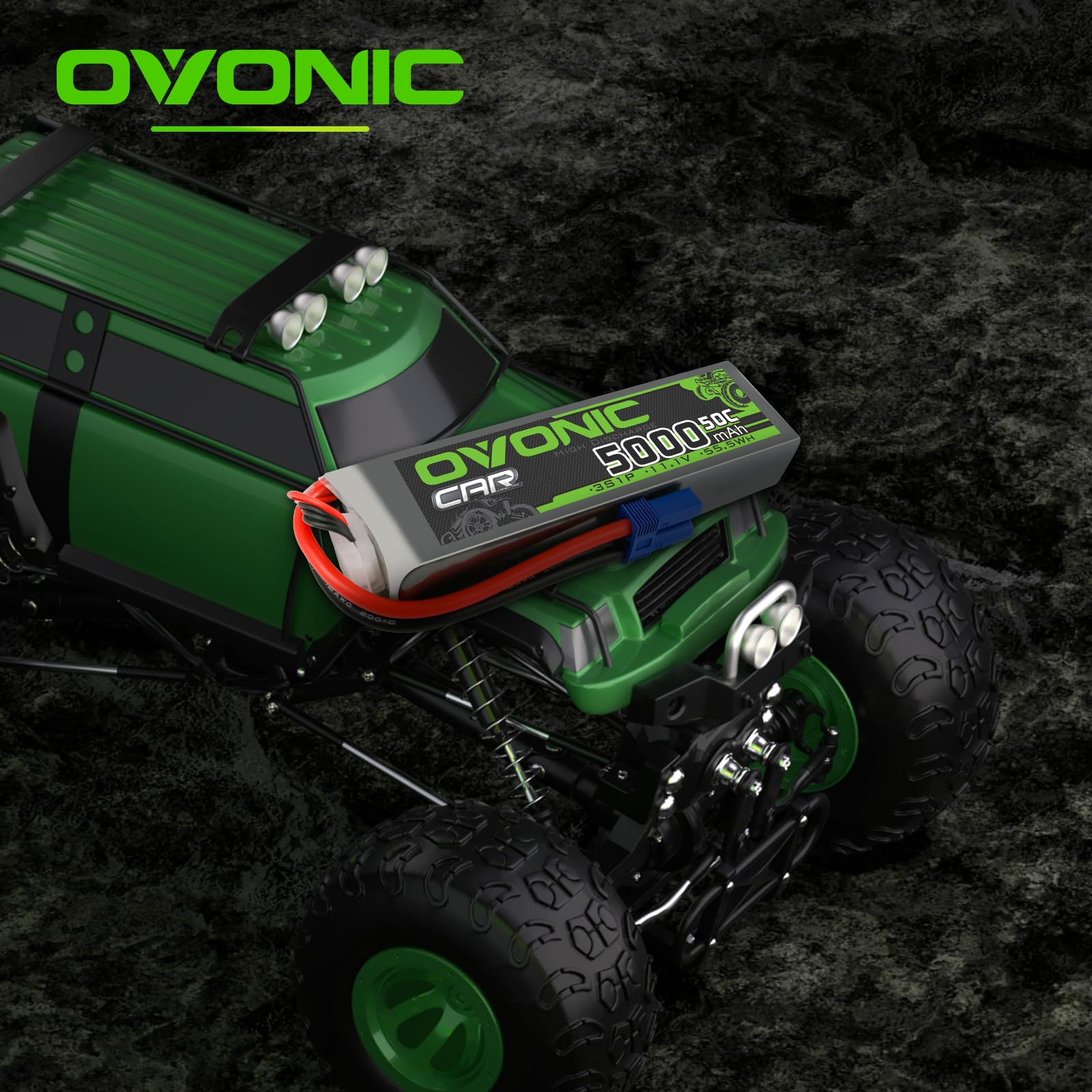 OVONIC Batteria Lipo 3s 11.1V 5000mAh 50C con connettore EC5 per RC Car Buggy Truck RC Truggy Team Associated RC Hobby