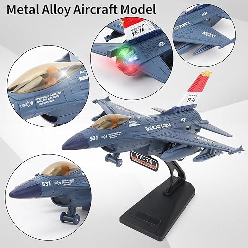 Miniatura 2 de Juguetes de aleación de avión de combate con sonido, luz y tirar, regalo para niños y niñas
