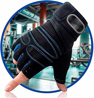 Luva de Academia ALENKO Meio Dedo Antiderrapante Tecido Respirável Costura Reforçada Ajustável Ideal para Musculação Crossfit e Halteres Tamanho Único
