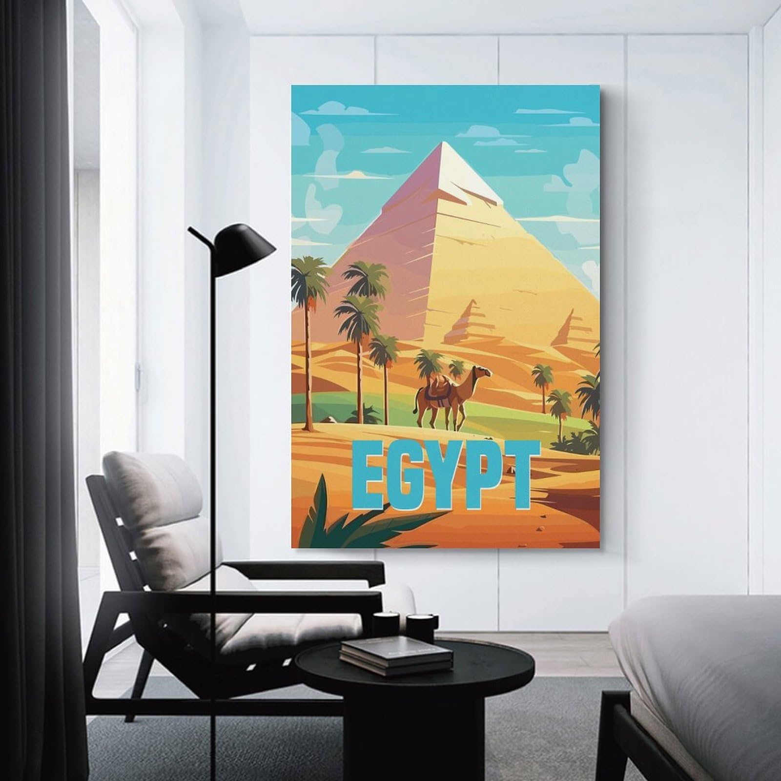 Junmoney Canvas Wall Decor Egypt Pyramids Travel, 20x30inch(50x75cm), for Gallery Wall Layouts in Home Or Office, Home Wall Art for Statement Displays