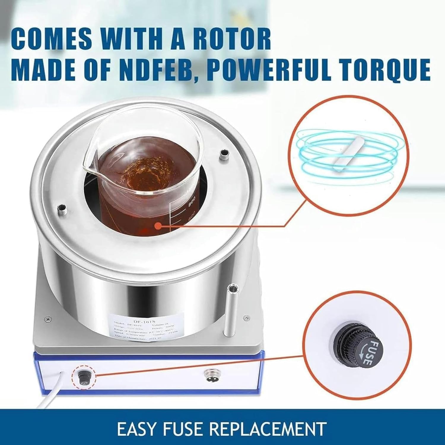 FLTRGO Heating Container with Magnetic Laboratory Agitation of 500 W, Water Bath and Oil Bath, Temperature Control System with Digital Screen, Plac Agitator