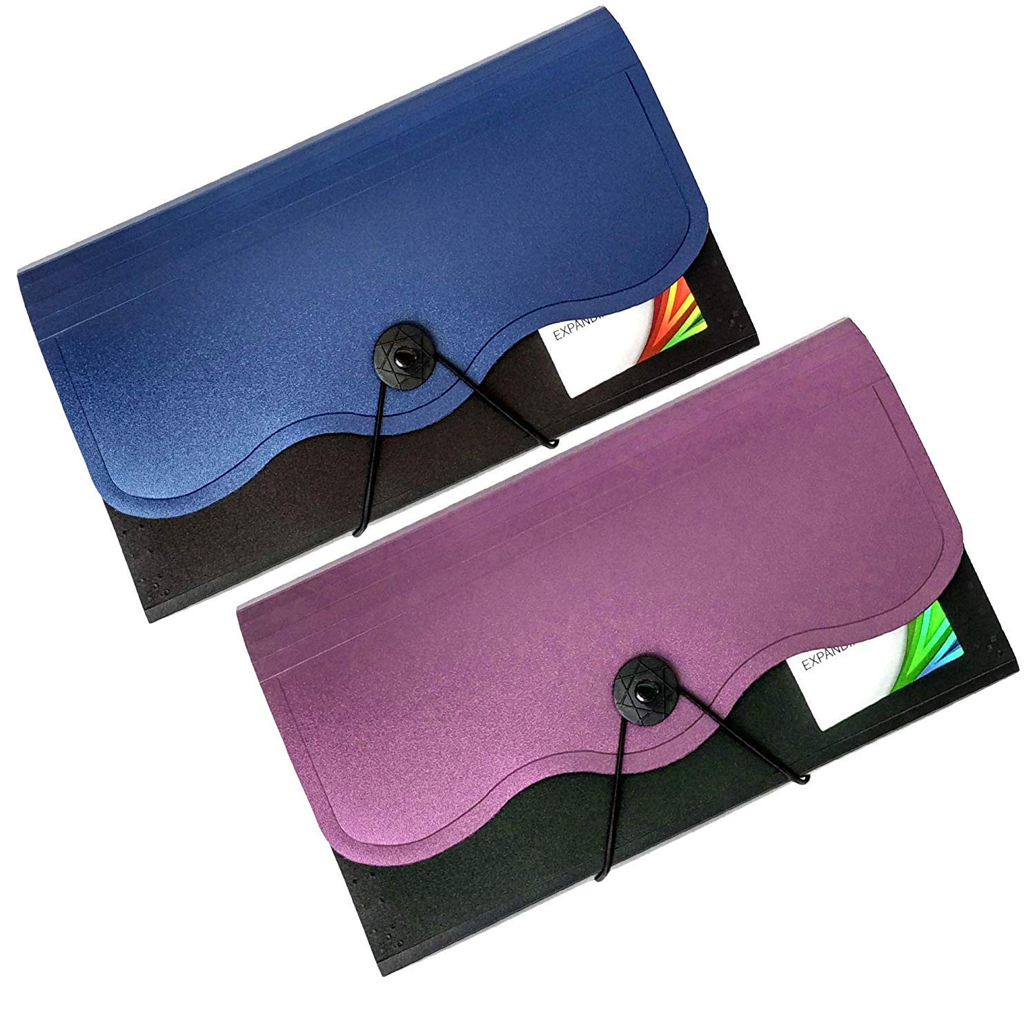 Speny Expanding Cheque Book Holder Case, 12 Pocket Multi Passbook Holder/Bill Folder/Passport/Memo Cards/Cash Storage Pouch Organizer with Elastic Swing (Color May Very)