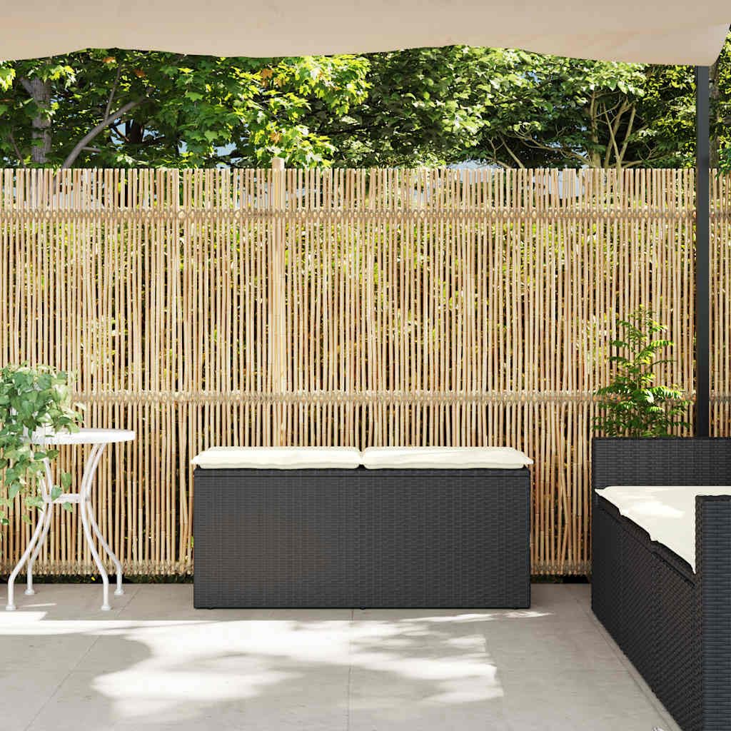 VidaXL Gartenbank mit Kissen Schwarz 110x40x44 cm PE-Rattan, Terrassenbank, Außenbank, Garten Sitzbank, Outdoor Bank, Sitzbank Terrasse