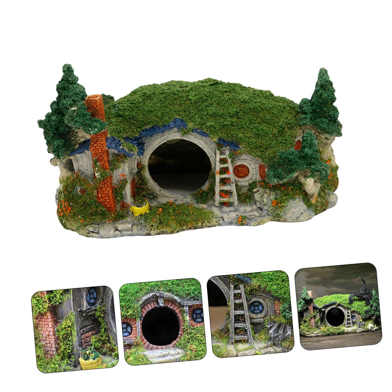 Toddmomy Casa Pequeña Simulada de Resina para Adorno de Pecera y Paisaje Reptil, Adorno Realista Que No Afecta el Ph del Acuario