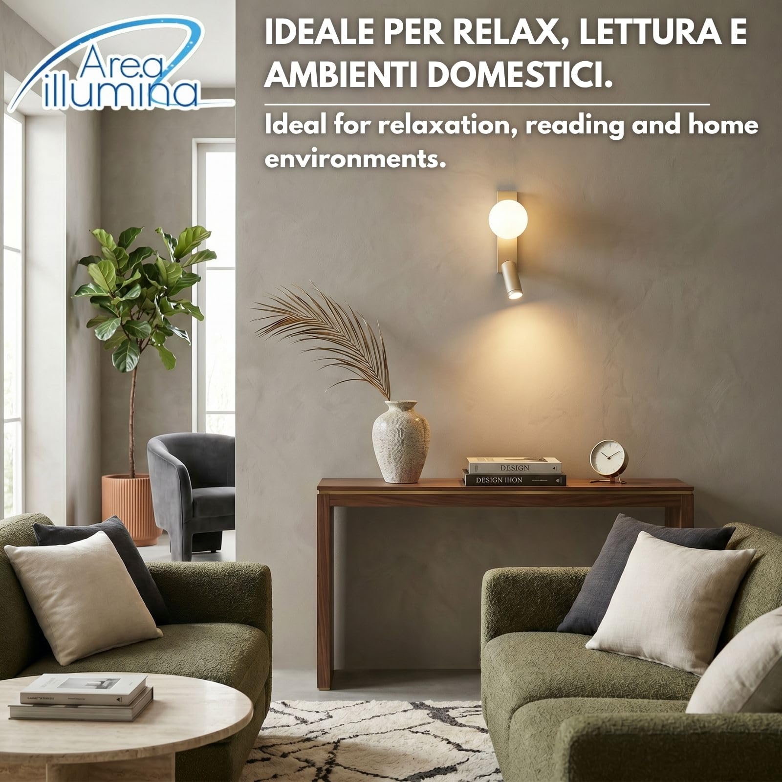 Applique da Parete con Faretto LED Integrato 3000K, Sfera G9, Ferro e Alluminio, 10x17x20 cm, Stile Moderno, Antracite o Sabbia (Sabbia)