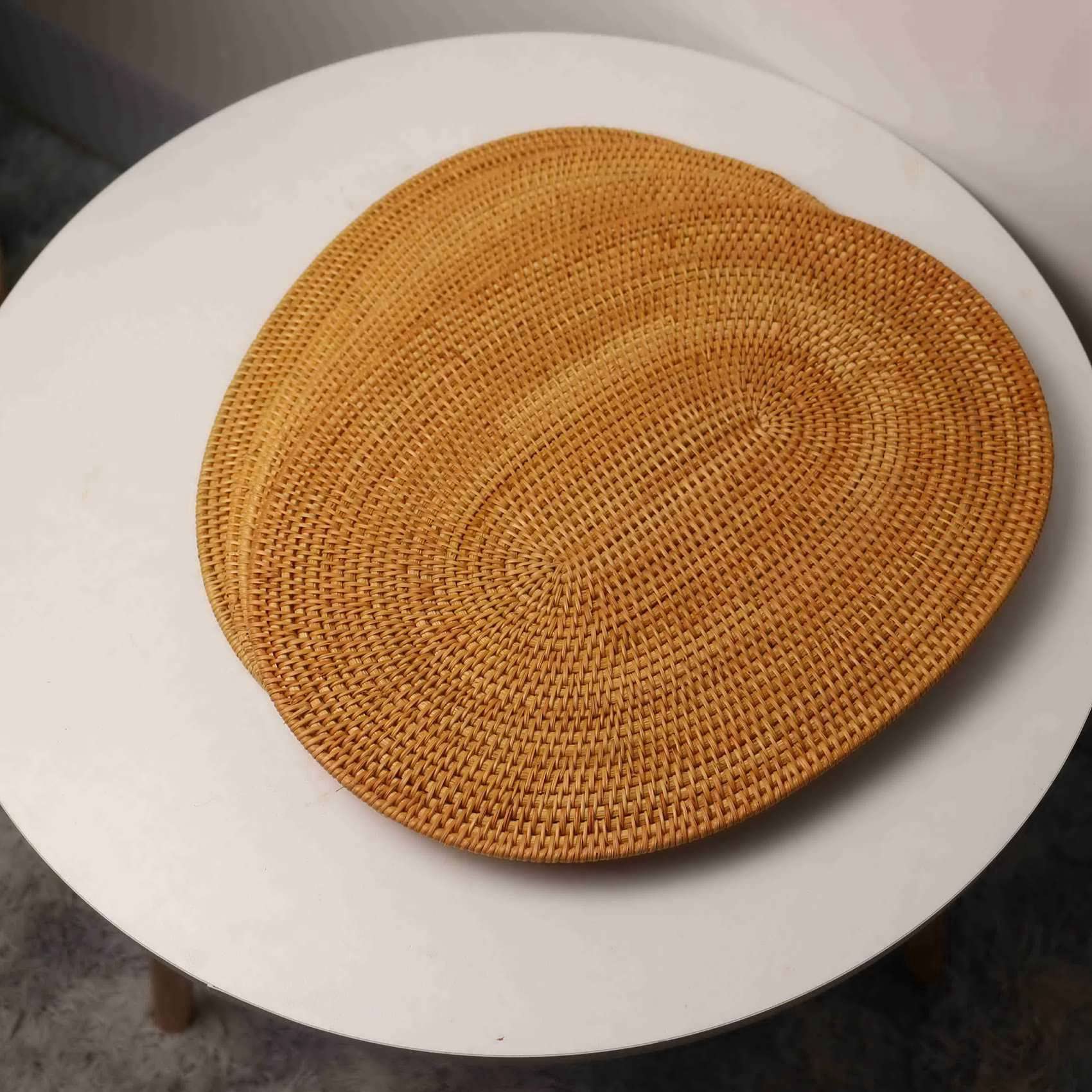 Evenden 3X Rattan Gewebte Tischsets Ovale Runde Tischsets rutschfeste Hitzebeständiges Tischset 30X40cm