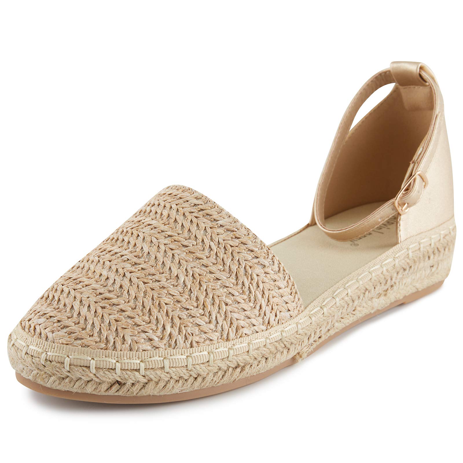 Alexis LeroyWomen's Closed Toe Braided Ankle Strap Platform Espadrille Sandals