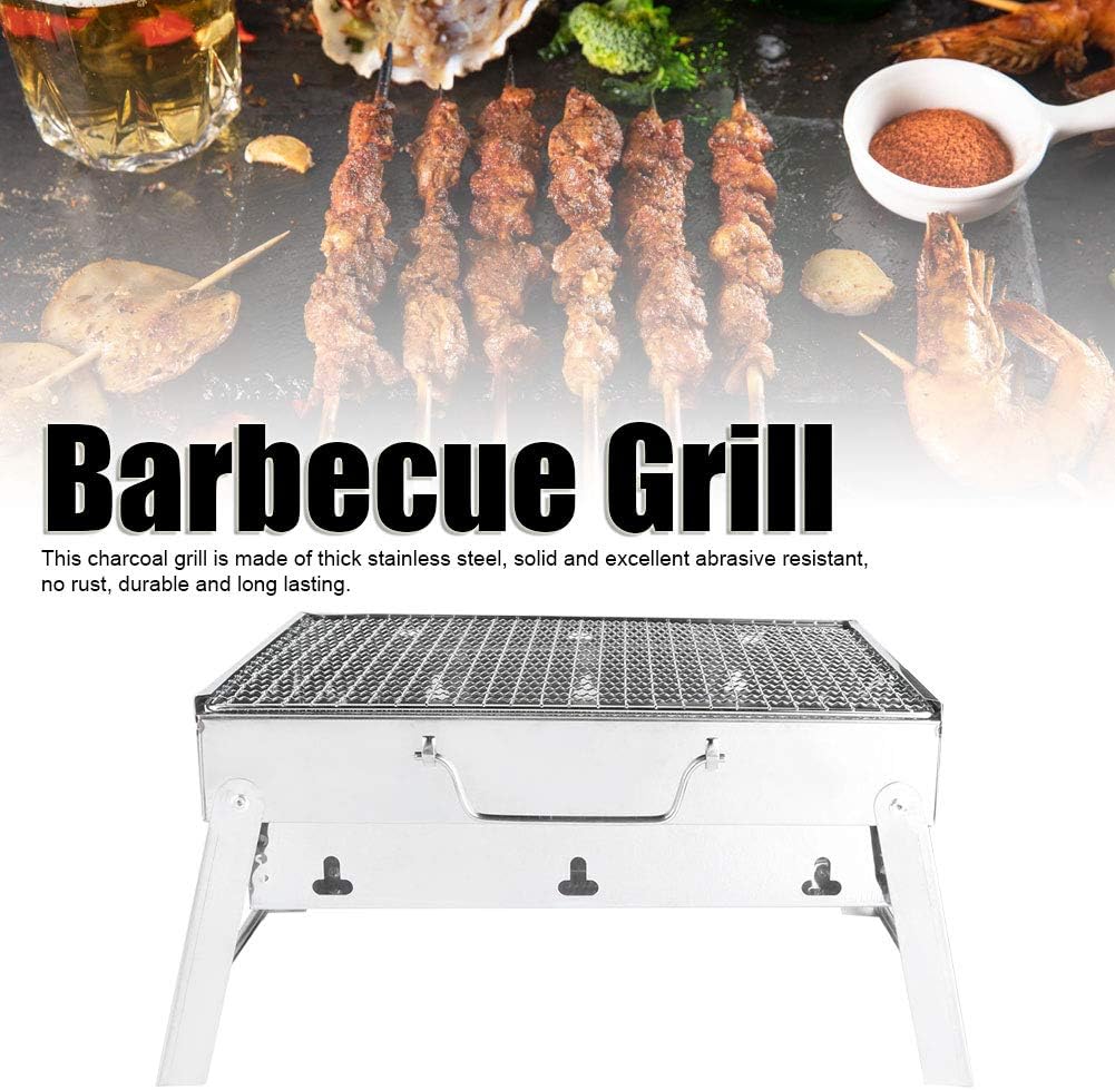 Stainless Steel BBQ - Easy to Use Barbecue Grill Charcoal Grill No Rust for Barbecue Kebab for Japanese Barbecue 35x27x20cm