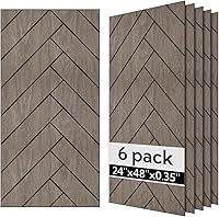 Olanglab Herringbone Wood Veneer Acoustic Wall Panels 6-Pack 24x48in - Sound Absorbing Noise Reduction for Studios & Home Theaters