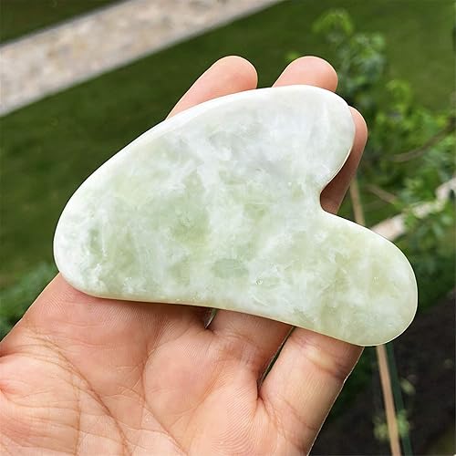 Miniatura 2 de Mndrlin Herramienta de masaje facial de jade verde claro natural para raspar gua sha, tabla raspadora de piedra para spa reduce líneas finas y