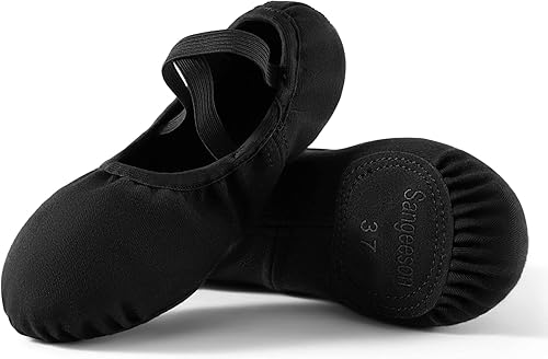 Zapatos de ballet para mujer, de lona elástica, suela dividida, para niñas y adultos