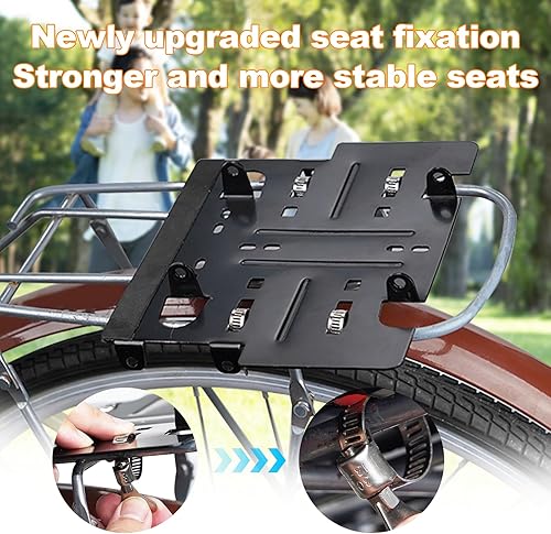 Miniatura 16 de Asiento trasero de bicicleta para niños con respaldo grueso, asiento trasero de bicicleta para niños de 2 a 8 años, talla única (negro, a)