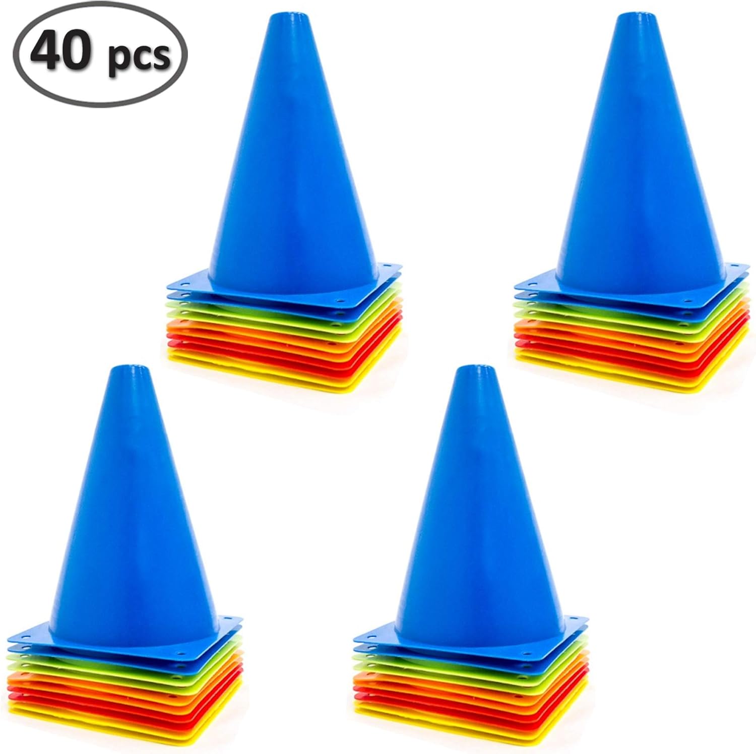 Electriduct 7 Inch Plastic Mini Traffic Cones Outdoor/Indoor - 10 Pack