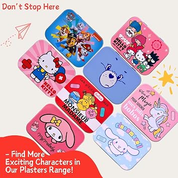 Hello Kitty Flexible Plasters in Metal Tin Box, Waterproof & Breathable First Aid Plasters for Kids & Adults, Latex-Free, Hypoallergenic, Easy Removal & Skin-Friendly, Two Sizes, 24 Plasters