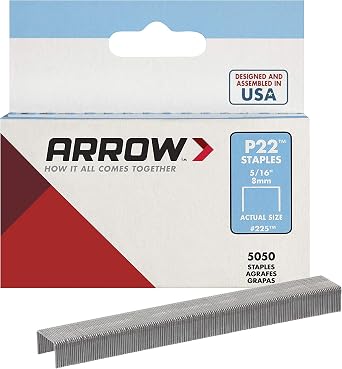 Arrow 225 Heavy Duty P22 Staples for Use with Plier-Type Paper and Bag Staplers in Restaurants, Offices, Classrooms, 5050-Pack, 5/16-Inch Leg Length, 7/16-Inch Crown Width