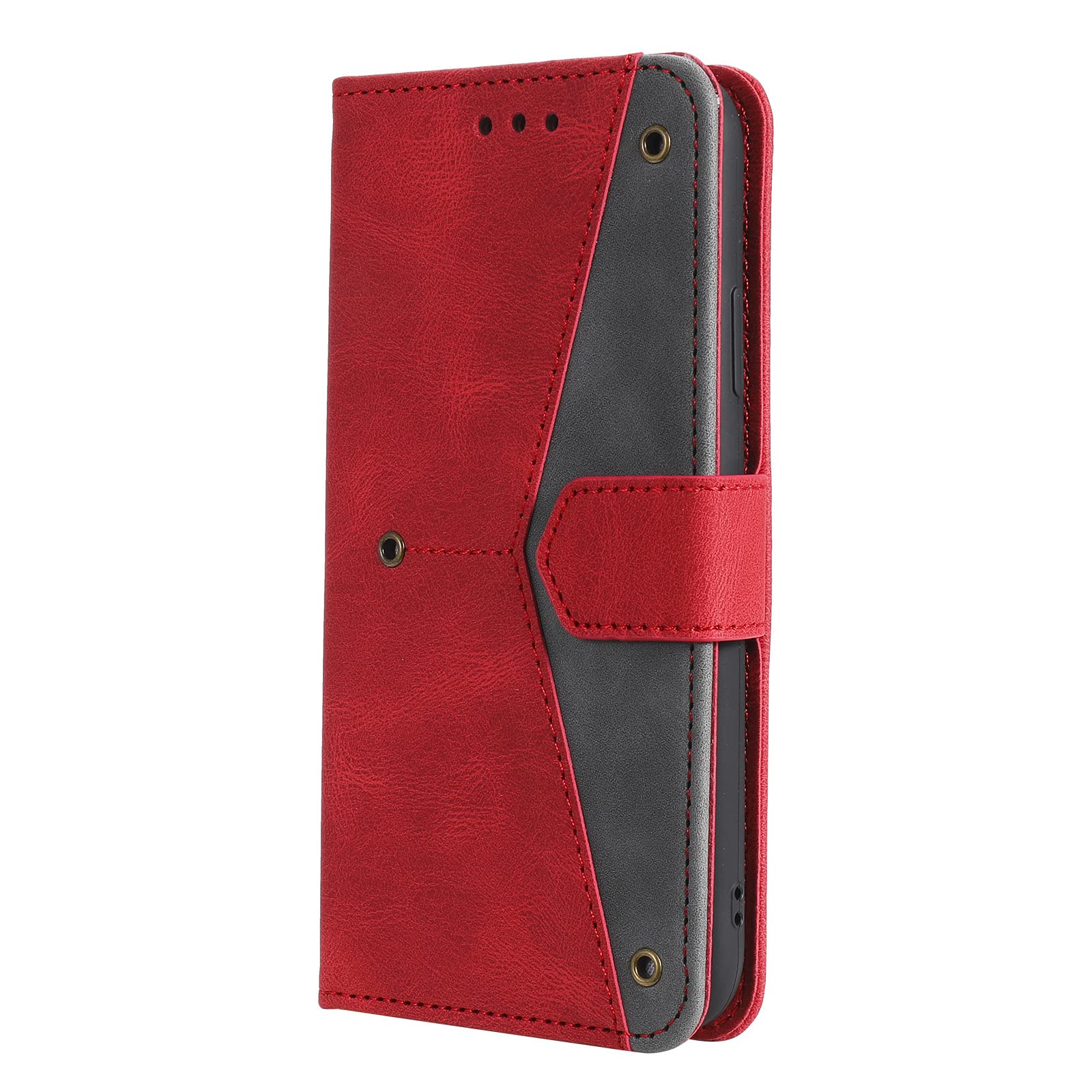 LTL Etui na telefon do iPhone 13 Mini/13/13 Pro/13 Pro Max, wysokiej jakości skórzane etui z klapką, etui z przegródkami na karty, podpórka, magnetyczne zamknięcie, czerwony, 13 Pro 6,1 cala