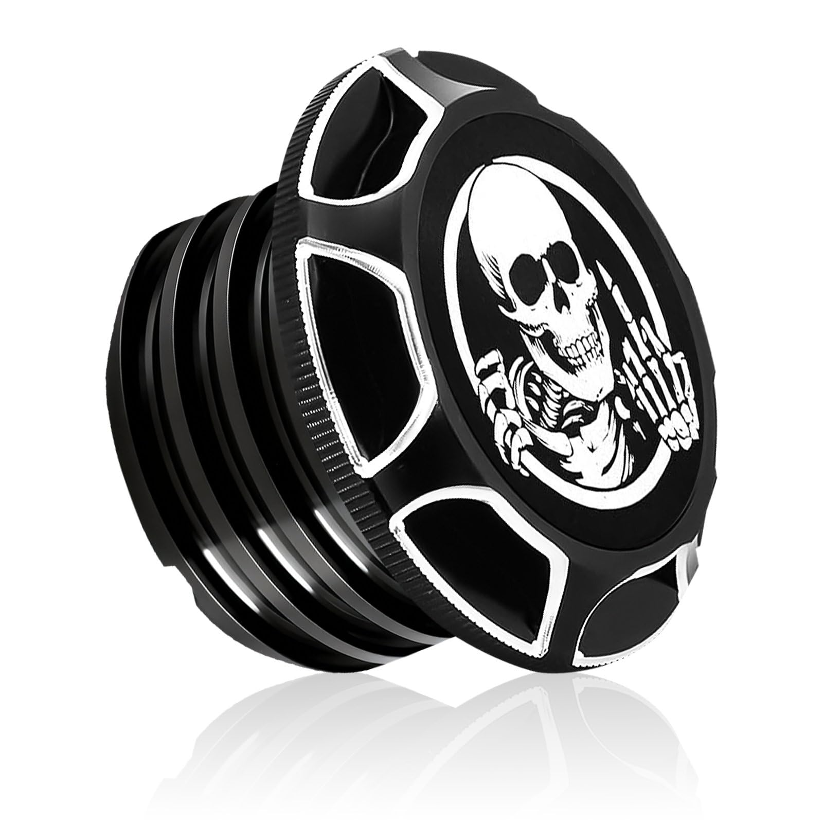 GUAIMI CNC Aluminum Fuel Gas Tank Oil Cap For Harley Davidson Sportster XL 1200 883 X48 Dyna - Skeleton Middle Finger (Black)