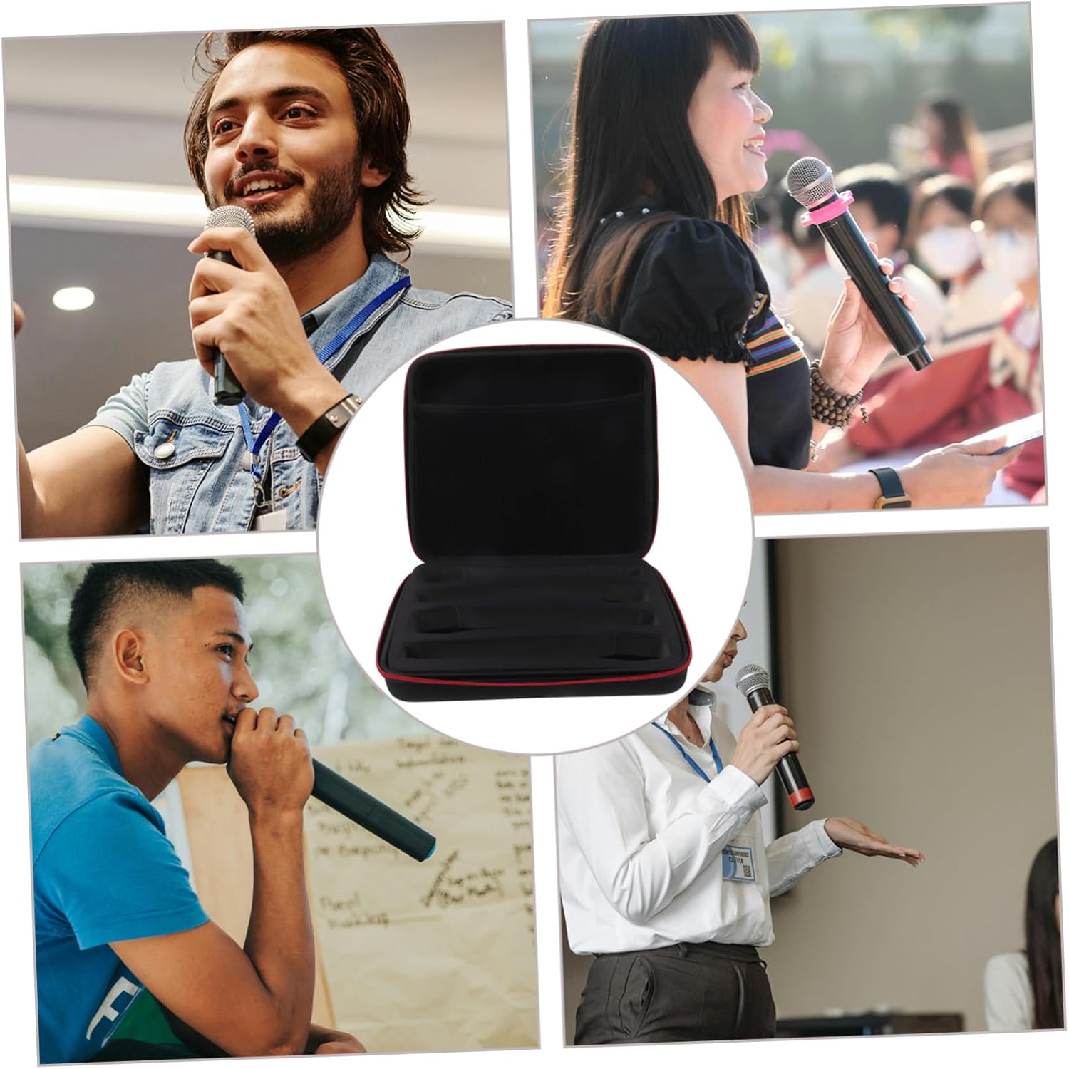Kisangel Handheld Microphone Storage Bag Portable Eva Case for Travel Shockproof Design Suitable for Wireless and Handheld Microphones Lightweight Carrying for Performers and Ktv Parties