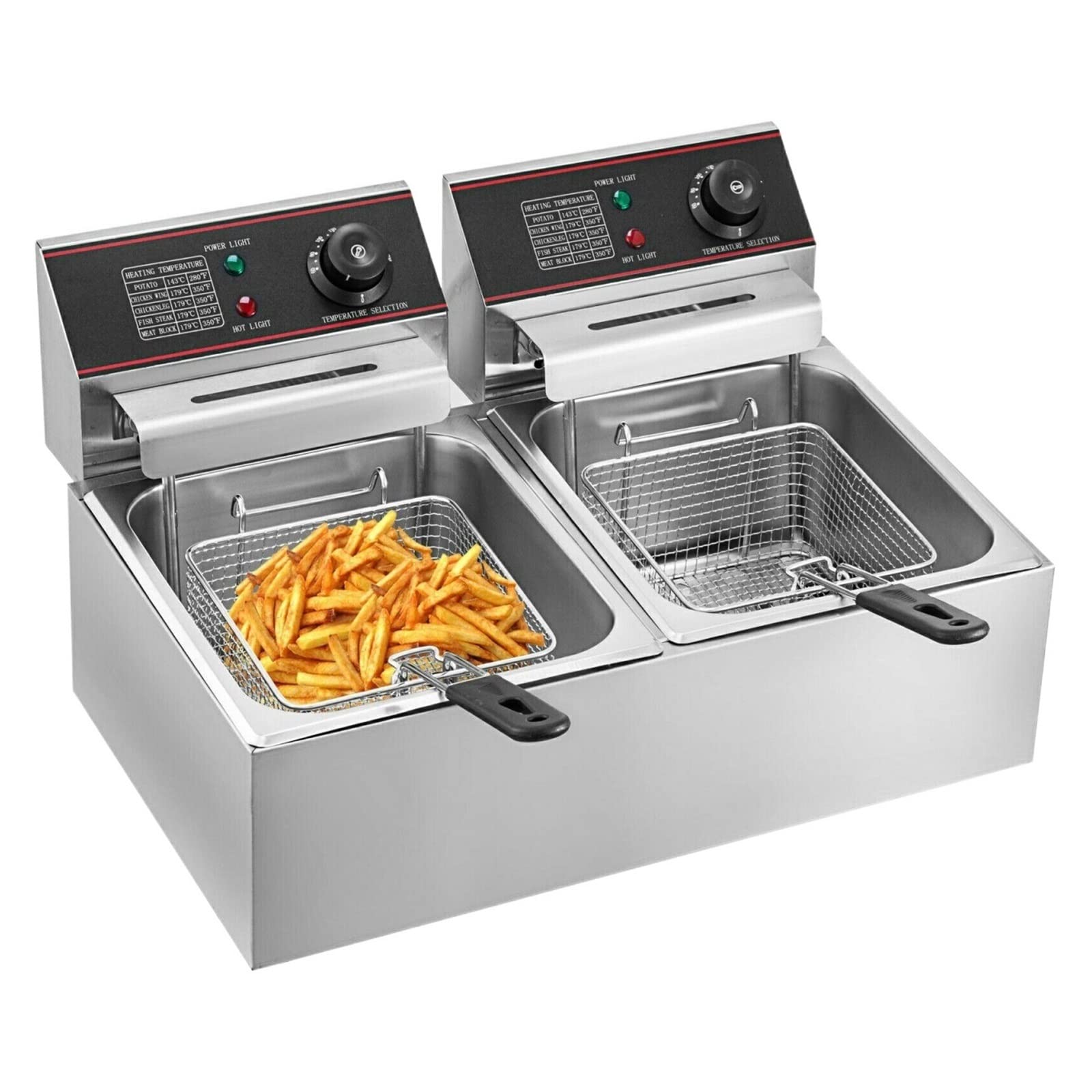 Friteuse électrique 12L à double réservoir pour frites et poulet frit de restaurant